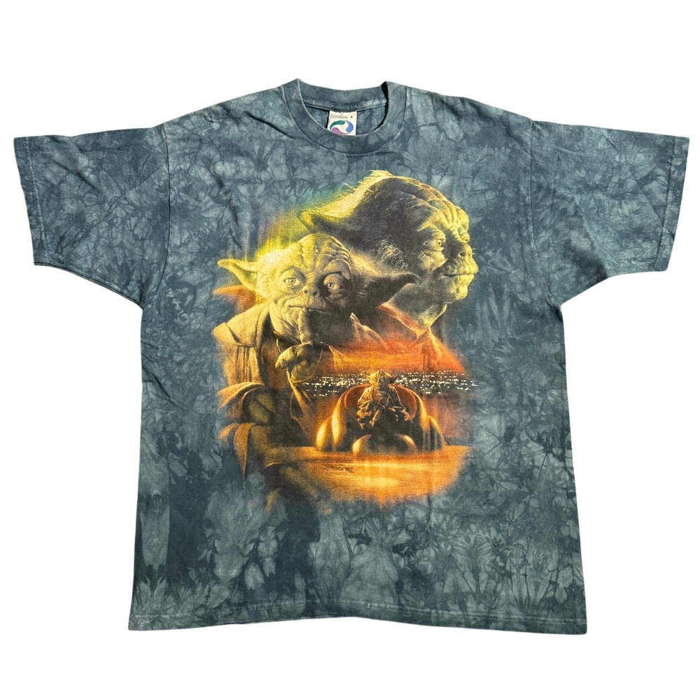 The Mountain Star Wars Yoda Tie Dye Graphic T-Shirt Blue Mens Large Vintage
